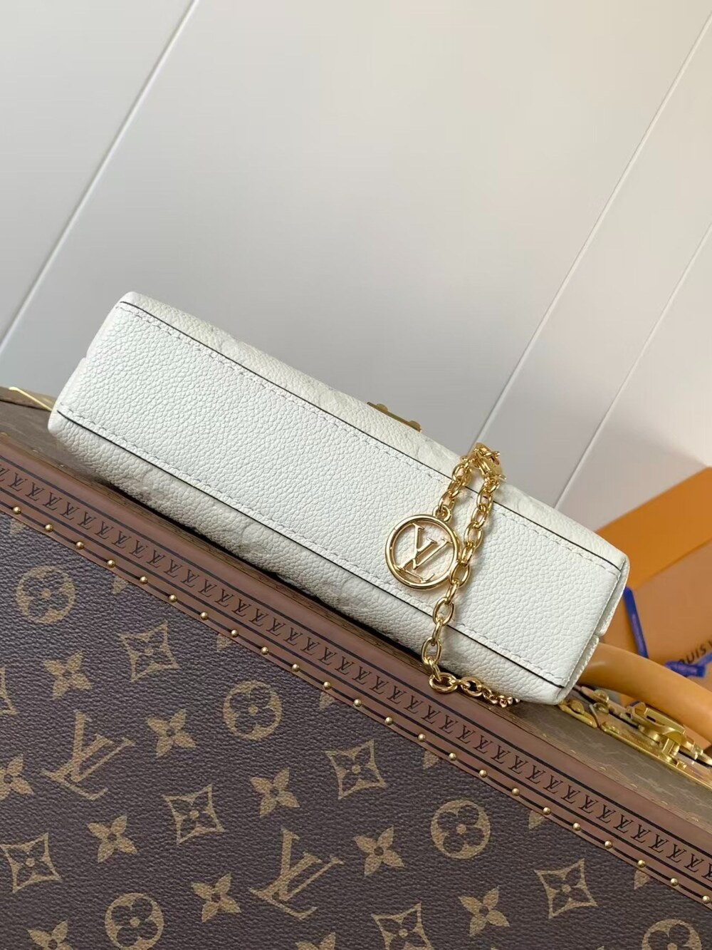 Louis Vuitton White Embossed Monogram Top Handle Chain Bag - Picture 9 of 9